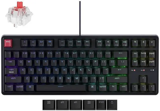 Main image of Keychron C3 Pro TKL 80% Wired Mechanical Keyboard, 8K Polling Rate, QMK/VIA Programmable, Hot-Swappable, RGB Backlit Shine-Through Keycaps, Super Red Switch, for Windows/Mac
