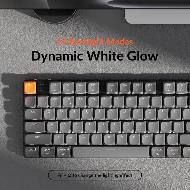 Alt view image 7 of 7 - Keychron K5 Version 2 Wireless Bluetooth 5.2 Mechanical Keyboard, Low Profile Milk POM Switch Full-Size 100% Layout QMK Programmable, White Backlit with Shine-Through Keycaps for Mac Windows Linux