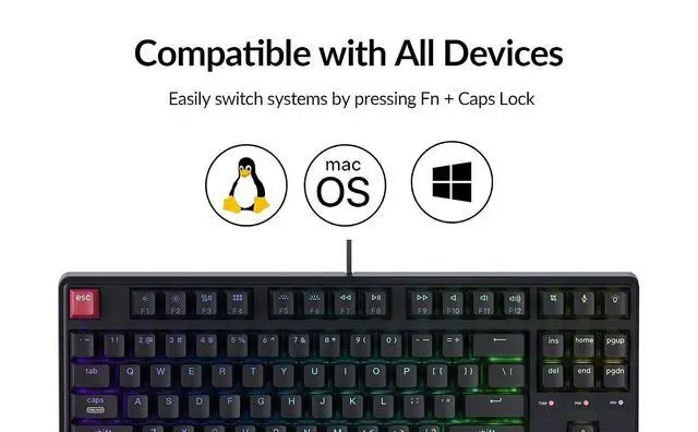 Alt view image 3 of 7 - Keychron C3 Pro TKL 80% Wired Mechanical Keyboard, 8K Polling Rate, QMK/VIA Programmable, Hot-Swappable, RGB Backlit Shine-Through Keycaps, Super Red Switch, for Windows/Mac