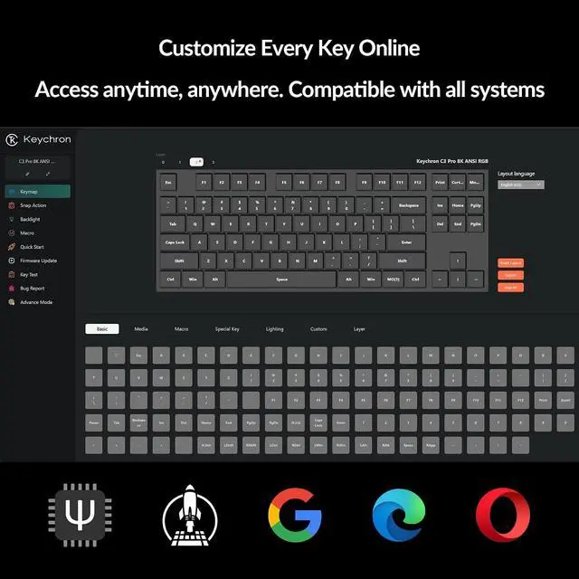Alt view image 7 of 7 - Keychron C3 Pro TKL 80% Wired Mechanical Keyboard, 8K Polling Rate, QMK/VIA Programmable, Hot-Swappable, RGB Backlit Shine-Through Keycaps, Super Red Switch, for Windows/Mac