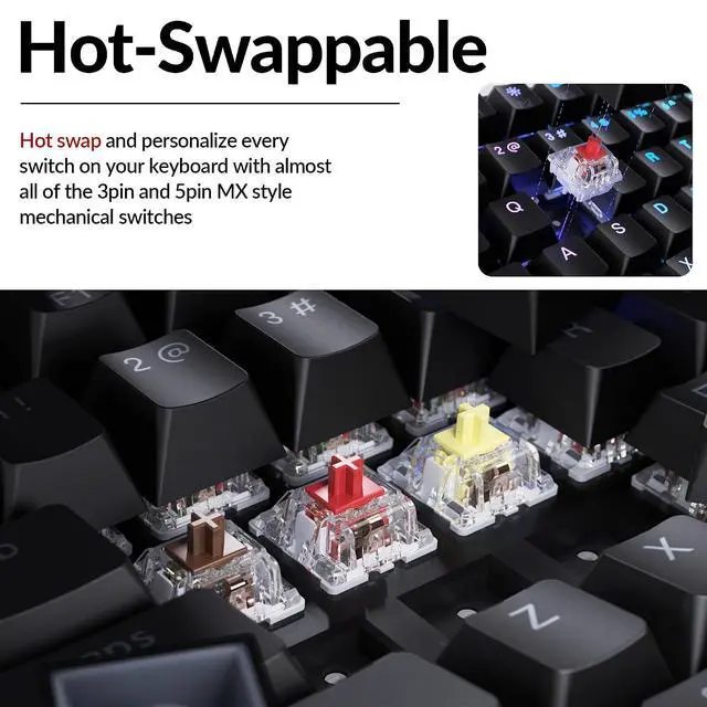 Alt view image 5 of 7 - Keychron C3 Pro TKL 80% Wired Mechanical Keyboard, 8K Polling Rate, QMK/VIA Programmable, Hot-Swappable, RGB Backlit Shine-Through Keycaps, Super Red Switch, for Windows/Mac