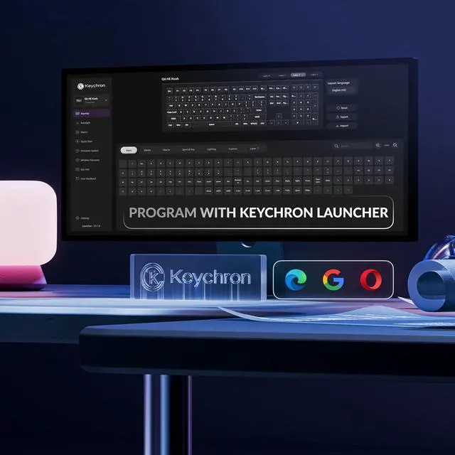 Alt view image 3 of 7 - Keychron Q6 HE QMK Wireless 2.4 GHz Custom Keyboard, Rapid Trigger Bluetooth 100% Full-Size with Hall Effect Gateron Double-Rail Aurora Magnetic Switches Aluminum Compatible for Mac Windows Linux