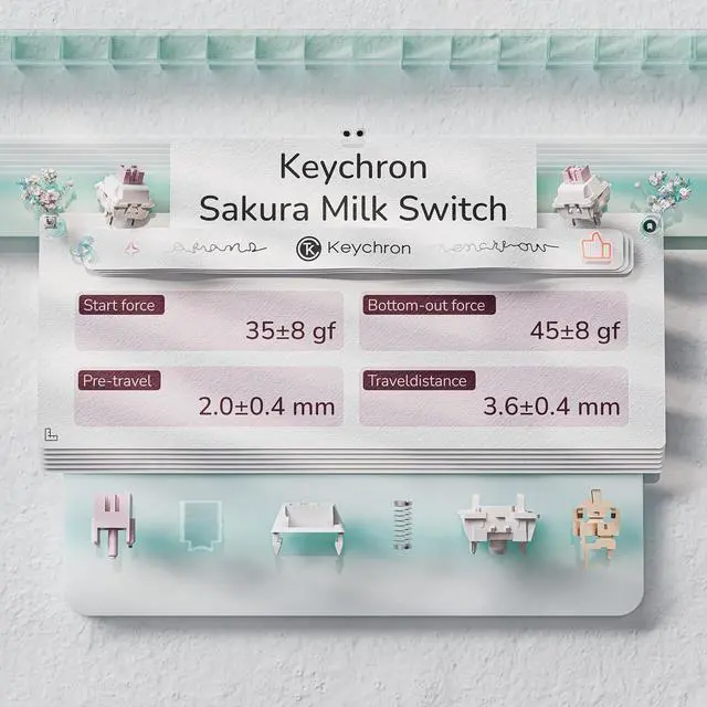 Alt view image 4 of 7 - Keychron J3 SE Pink Blue Mechanical Keyboard Wireless, Compact 96% Layout with Numpad Knob, 2.4 GHz/Bluetooth/Wired Custom RGB Backlit, Hot-Swappable Sakura Milk Switch for Mac Windows Linux