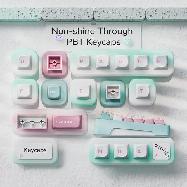 Alt view image 6 of 7 - Keychron J3 SE Pink Blue Mechanical Keyboard Wireless, Compact 96% Layout with Numpad Knob, 2.4 GHz/Bluetooth/Wired Custom RGB Backlit, Hot-Swappable Sakura Milk Switch for Mac Windows Linux