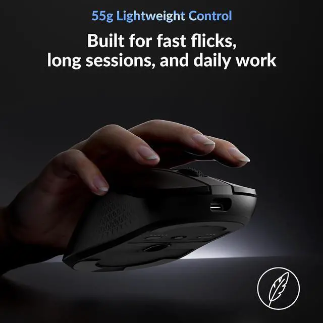 Alt view image 3 of 7 - Keychron M3 Mini 8K Wireless Gaming Mouse, 55g Lightweight, PixArt 3950 Sensor, 30K DPI, Bluetooth 5.3/2.4GHz/Wired, Programmable, 140H Battery, for Mac/Windows/Linux - Black