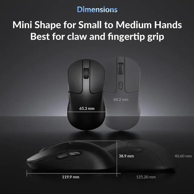 Alt view image 5 of 7 - Keychron M3 Mini 8K Wireless Gaming Mouse, 55g Lightweight, PixArt 3950 Sensor, 30K DPI, Bluetooth 5.3/2.4GHz/Wired, Programmable, 140H Battery, for Mac/Windows/Linux - Black