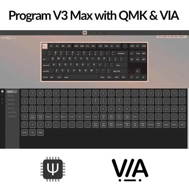Alt view image 2 of 7 - Keychron V3 Max TKL Wireless Mechanical Keyboard, QMK/VIA RGB Bluetooth/2.4 GHz/Wired, 87 Keys Hot-Swappable with Gateron Brown Switch, Compatible with Mac Windows Linux
