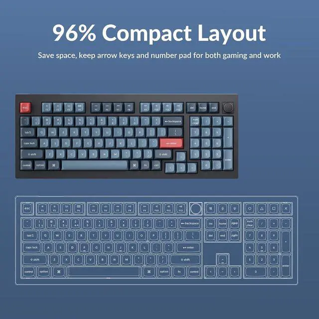 Alt view image 7 of 7 - Keychron V5 Max Custom Wireless Mechanical Gaming Keyboard with Number Pad, 96% Layout QMK/VIA 2.4 GHz/Bluetooth 5.1/Wired, RGB Backlit Hot-Swappable Gateron Red Switch for Mac Windows Linux