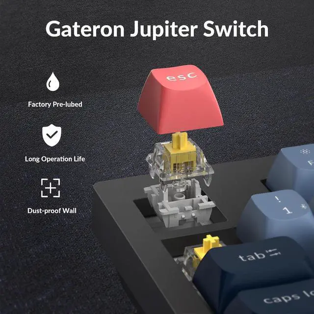 Alt view image 6 of 7 - Keychron V5 Max Custom Wireless Mechanical Gaming Keyboard with Number Pad, 96% Layout QMK/VIA 2.4 GHz/Bluetooth 5.1/Wired, RGB Backlit Hot-Swappable Gateron Banana Switch for Mac Windows Linux