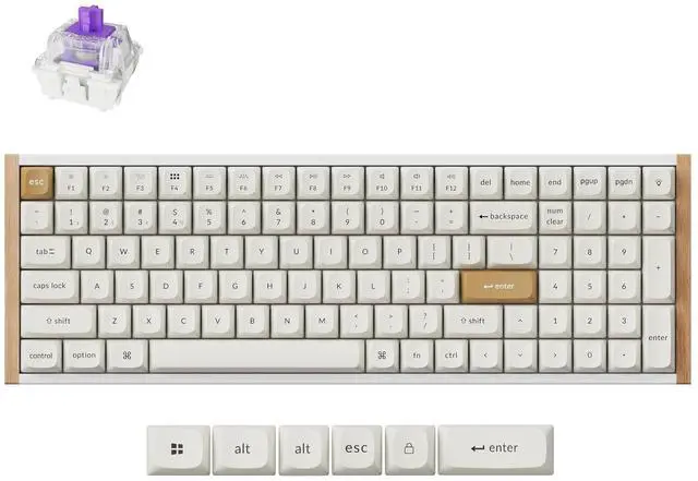 Main image of Keychron K4 HE 96% Wireless Hall Effect Keyboard with Number Pad, Rapid Trigger Magnetic Switches, QMK Launcher, 2.4GHz/Bluetooth/Wired, Mac & Windows, Wood Accent Frame, White (Non-Shine-Through)