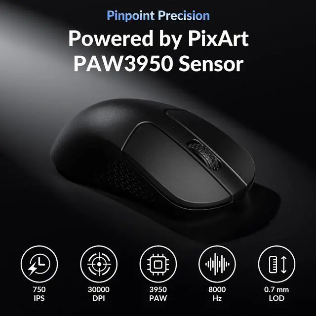 Alt view image 2 of 7 - Keychron M3 Mini 8K Wireless Gaming Mouse, 55g Lightweight, PixArt 3950 Sensor, 30K DPI, Bluetooth 5.3/2.4GHz/Wired, Programmable, 140H Battery, for Mac/Windows/Linux - Black
