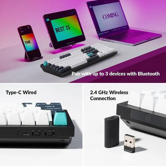 Alt view image 2 of 7 - Keychron Q6 Max QMK/VIA Bluetooth Wireless /2.4 GHz/USB-C Wired Custom Mechanical Keyboard, Full Size Programmable Knob RGB Backlit Hot-Swappable Gateron Brown Switch for Mac Windows Linux - Black