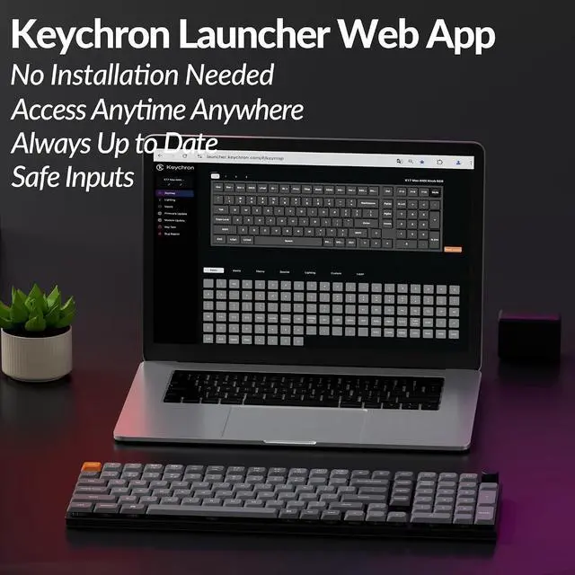 Alt view image 6 of 7 - Keychron K17 Max 96% Layout QMK/Launcher Ultra-Slim Wireless/Type-C Wired Mechanical Keyboard with RGB Backlit, Low-Profile Gateron Mechanical Brown Switch Compatible with Mac Windows