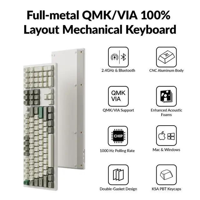 Alt view image 4 of 7 - Keychron Q6 Max QMK/VIA Bluetooth Wireless /2.4 GHz/USB-C Wired Custom Mechanical Keyboard, Full Size Programmable Knob RGB Backlit Hot-Swappable Gateron Red Switch for Mac Windows Linux - White