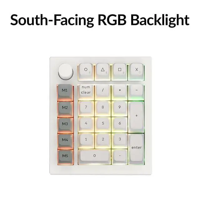 Alt view image 4 of 7 - Keychron Q0 Max Wireless Custom Mechanical Numpad, 2.4 GHz/Bluetooth 5.1/Wired QMK Number Pad, RGB Hot-Swappable with Gateron Red Switch for Laptop Mac Windows Linux - White