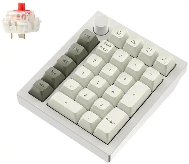 Main image of Keychron Q0 Max Wireless Custom Mechanical Numpad, 2.4 GHz/Bluetooth 5.1/Wired QMK Number Pad, RGB Hot-Swappable with Gateron Red Switch for Laptop Mac Windows Linux - White