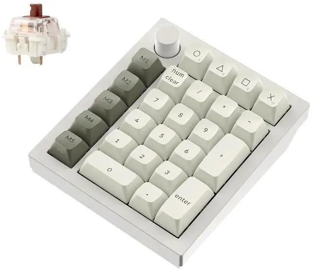 Main image of Keychron Q0 Max Wireless Custom Mechanical Numpad, 2.4 GHz/Bluetooth 5.1/Wired QMK Number Pad, RGB Hot-Swappable with Gateron Brown Switch for Laptop Mac Windows Linux - White