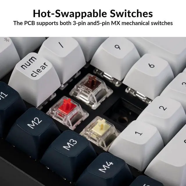 Alt view image 3 of 7 - Keychron Q0 Max Wireless Custom Mechanical Numpad, 2.4 GHz/Bluetooth 5.1/Wired QMK Number Pad, RGB Hot-Swappable with Gateron Red Switch for Laptop Mac Windows Linux - Black