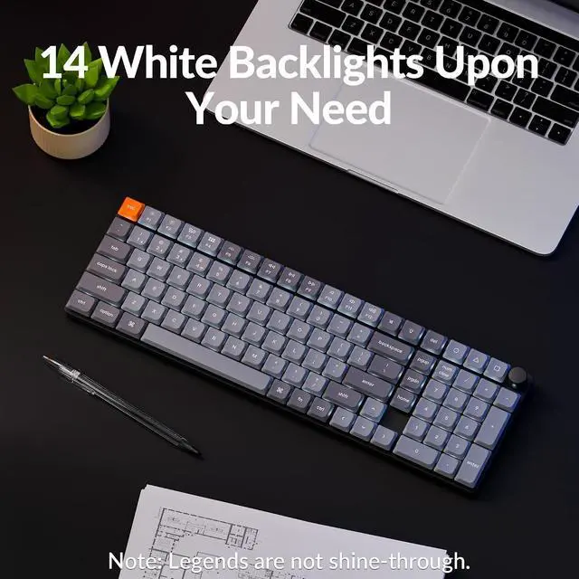 Alt view image 5 of 7 - Keychron K17 Max 96% Layout QMK/Launcher Ultra-Slim Wireless/Type-C Wired Mechanical Keyboard with White LED Backlit, Low-Profile Gateron Mechanical Brown Switch Compatible with Mac Windows Linux