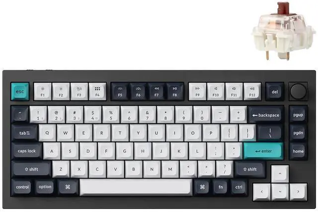 Main image of Keychron Q1 Max RGB QMK/VIA Custom Mechanical Keyboard, Hot-Swappable Full Metal Programmable Knob with Gateron Jupiter Brown Switch, 2.4 GHz/Bluetooth/Wired Gaming Keyboard for Mac Windows Linux