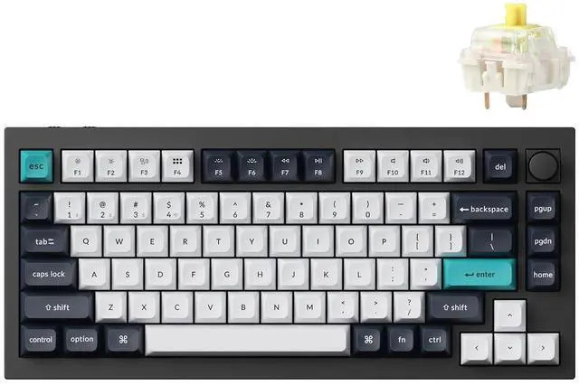 Main image of Keychron Q1 Max RGB QMK/VIA Custom Mechanical Keyboard, Hot-Swappable Full Metal Programmable Knob with Gateron Jupiter Banana Switch, 2.4 GHz/Bluetooth/Wired Gaming Keyboard for Mac Windows Linux