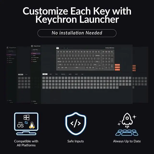 Alt view image 3 of 7 - Keychron K4 Max Wireless/Wired Mechanical Keyboard, 96% Layout QMK 2.4 GHz Bluetooth Connection, Non-Shine Through PBT Keycaps White Backlit Compatible with Mac Windows Linux
