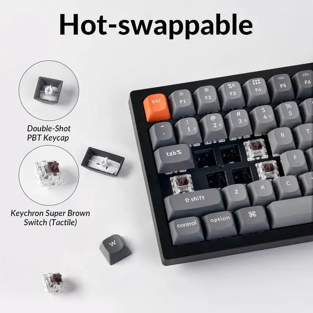 Alt view image 6 of 7 - Keychron K4 Max Wireless Mechanical Keyboard, 96% Layout QMK 2.4 GHz/Bluetooth 5.1/Wired, White Backlit with Hot-swappable Keychron Super Brown Switch for Mac Windows Linux