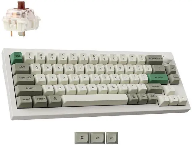 Main image of Keychron Q2 Max Wireless Custom Mechanical Gaming Keyboard, QMK/VIA Programmable Knob 2.4 GHz/Bluetooth 5.1/Wired, 65% Compact RGB Hot-Swap with Gateron Brown Switch for Mac Windows Linux - White