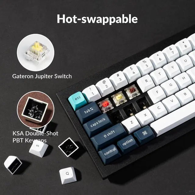 Alt view image 6 of 7 - Keychron Q2 Max Wireless Custom Mechanical Gaming Keyboard, QMK/VIA Programmable Knob 2.4 GHz/Bluetooth 5.1/Wired, 65% Compact RGB Hot-Swap with Gateron Banana Switch for Mac Windows Linux - Black