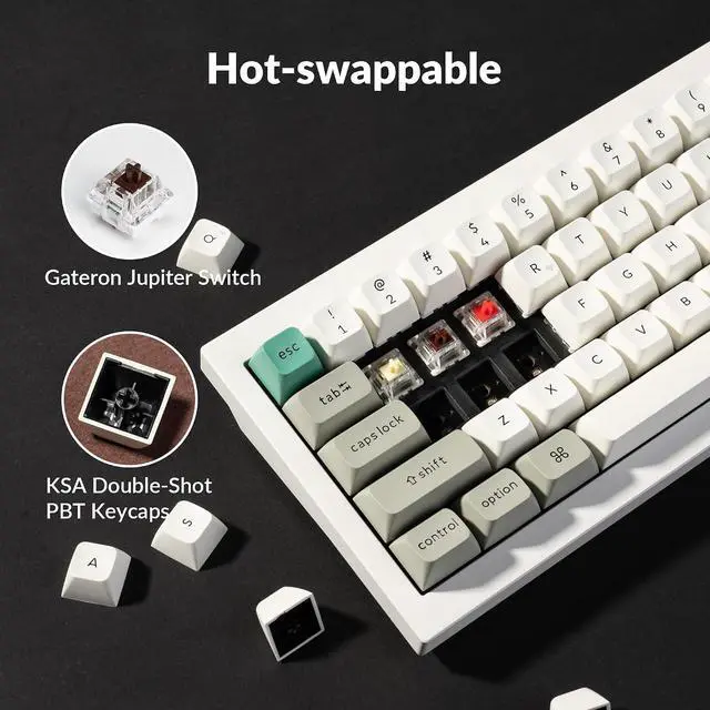 Alt view image 6 of 7 - Keychron Q2 Max Wireless Custom Mechanical Gaming Keyboard, QMK/VIA Programmable Knob 2.4 GHz/Bluetooth 5.1/Wired, 65% Compact RGB Hot-Swap with Gateron Brown Switch for Mac Windows Linux - White