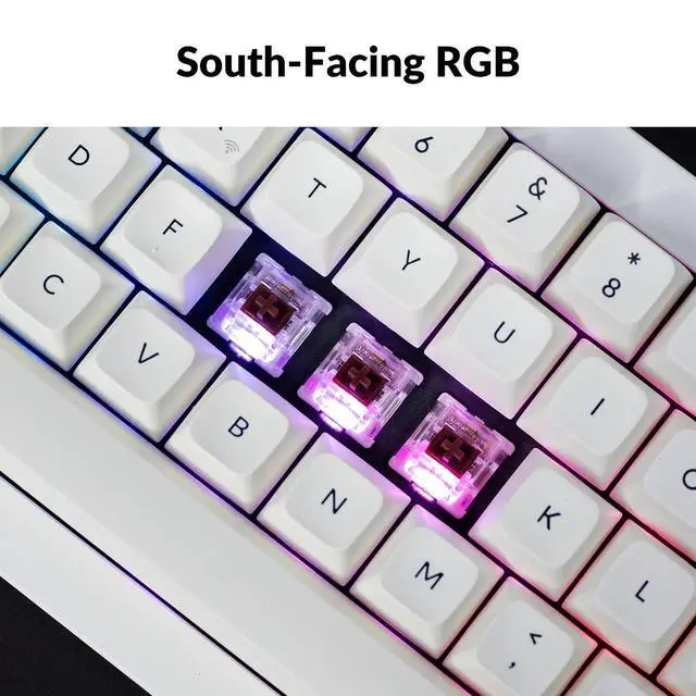 Alt view image 7 of 7 - Keychron Q2 Max Wireless Custom Mechanical Gaming Keyboard, QMK/VIA Programmable Knob 2.4 GHz/Bluetooth 5.1/Wired, 65% Compact RGB Hot-Swap with Gateron Brown Switch for Mac Windows Linux - White