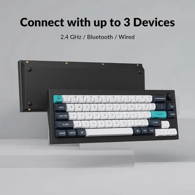 Alt view image 4 of 7 - Keychron Q2 Max Wireless Custom Mechanical Gaming Keyboard, QMK/VIA Programmable Knob 2.4 GHz/Bluetooth 5.1/Wired, 65% Compact RGB Hot-Swap with Gateron Banana Switch for Mac Windows Linux - Black