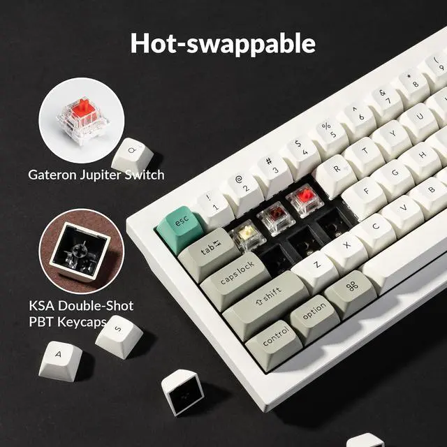 Alt view image 6 of 7 - Keychron Q2 Max Wireless Custom Mechanical Gaming Keyboard, QMK/VIA Programmable Knob 2.4 GHz/Bluetooth 5.1/Wired, 65% Compact RGB Hot-Swap with Gateron Red Switch for Mac Windows Linux - White