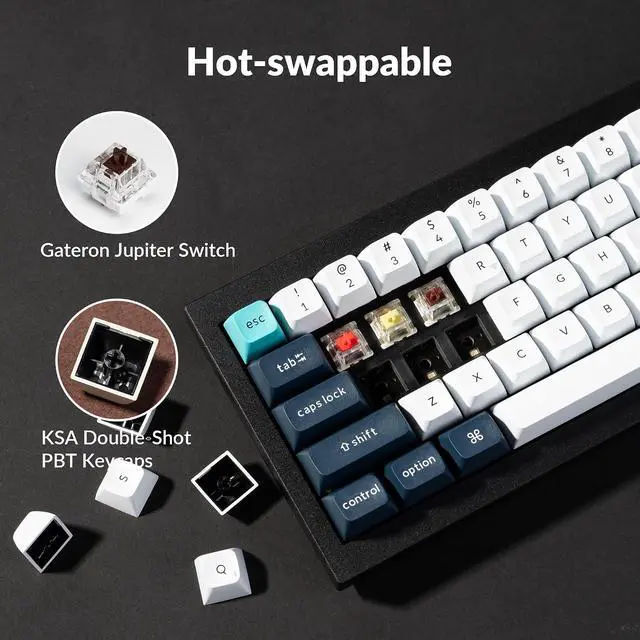 Alt view image 6 of 7 - Keychron Q2 Max Wireless Custom Mechanical Gaming Keyboard, QMK/VIA Programmable Knob 2.4 GHz/Bluetooth 5.1/Wired, 65% Compact RGB Hot-Swap with Gateron Brown Switch for Mac Windows Linux - Black
