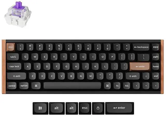 Main image of Keychron K6 HE 65% Wireless Mechanical Keyboard, 2.4GHz & Bluetooth, Gateron Double-Rail Magnetic Switch, Double-Shot PBT Keycaps, Aluminum & Wooden Frame, Compatible with Windows/Mac Black