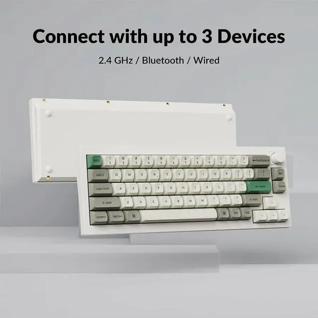 Alt view image 4 of 7 - Keychron Q2 Max Wireless Custom Mechanical Gaming Keyboard, QMK/VIA Programmable Knob 2.4 GHz/Bluetooth 5.1/Wired, 65% Compact RGB Hot-Swap with Gateron Banana Switch for Mac Windows Linux - White