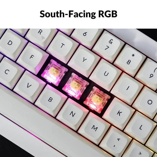 Alt view image 7 of 7 - Keychron Q2 Max Wireless Custom Mechanical Gaming Keyboard, QMK/VIA Programmable Knob 2.4 GHz/Bluetooth 5.1/Wired, 65% Compact RGB Hot-Swap with Gateron Banana Switch for Mac Windows Linux - White