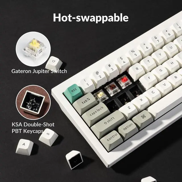 Alt view image 6 of 7 - Keychron Q2 Max Wireless Custom Mechanical Gaming Keyboard, QMK/VIA Programmable Knob 2.4 GHz/Bluetooth 5.1/Wired, 65% Compact RGB Hot-Swap with Gateron Banana Switch for Mac Windows Linux - White