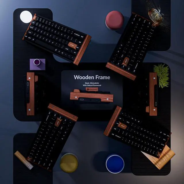 Alt view image 7 of 7 - Keychron K6 HE 65% Wireless Mechanical Keyboard, 2.4GHz & Bluetooth, Gateron Double-Rail Magnetic Switch, Double-Shot PBT Keycaps, Aluminum & Wooden Frame, Compatible with Windows/Mac Black