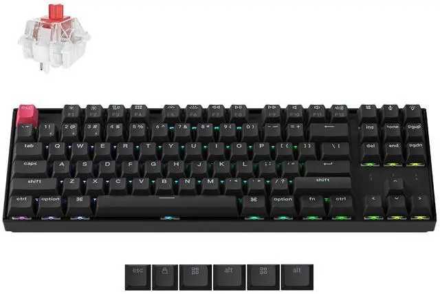 Main image of Keychron K8 Version 2 TKL Custom Wireless Mechanical Keyboard, QMK Programmable Bluetooth 5.2/Wired, RGB Backlit with Shine-Through PBT Keycaps, Super Red Switch for Mac Windows Linux