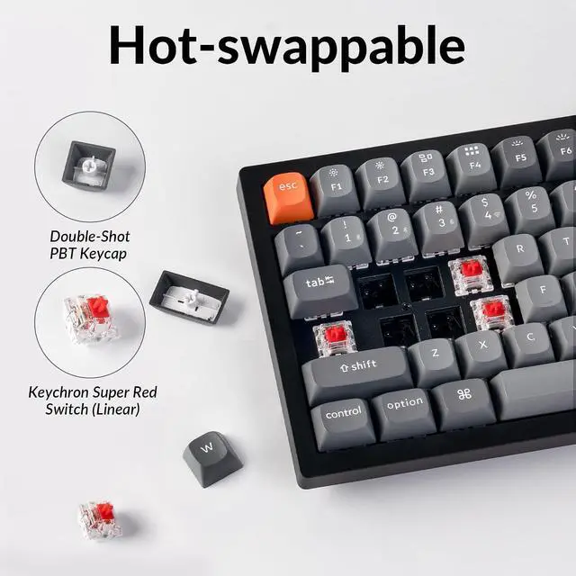 Alt view image 6 of 7 - Keychron K4 Max Wireless Mechanical Keyboard, 96% Layout QMK 2.4 GHz/Bluetooth 5.1/Wired, White Backlit with Hot-swappable Keychron Super Red Switch for Mac Windows Linux