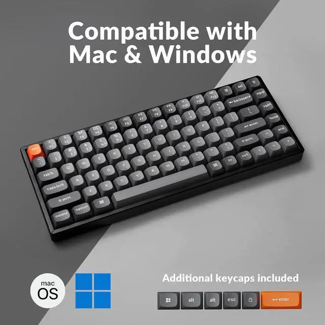 Alt view image 3 of 6 - Keychron K2 Max QMK/VIA 2.4 GHz & Bluetooth Wireless Custom Mechanical Keyboard for Mac/Windows/Linux, 75% Layout Keyboard RGB Backlight with Aluminum Red Switch - Black