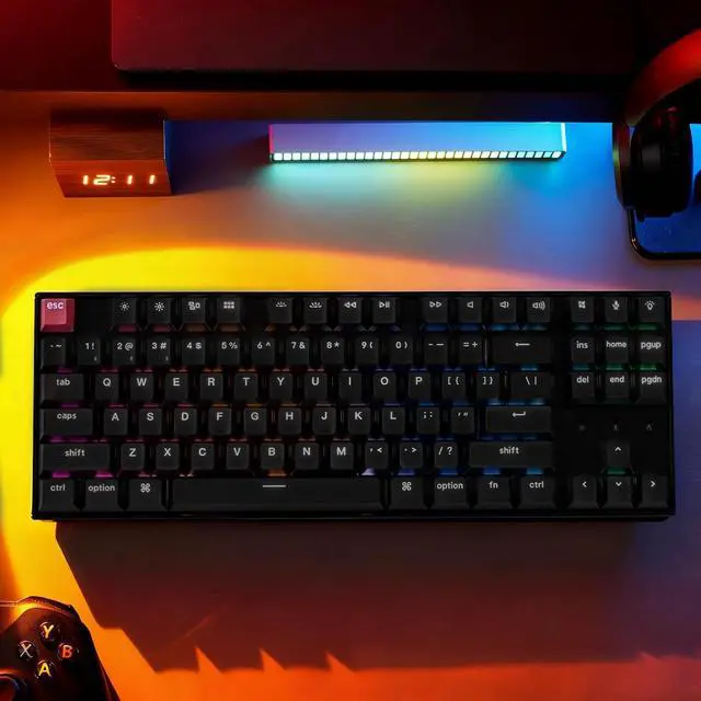 Alt view image 7 of 7 - Keychron K8 Version 2 TKL Custom Wireless Mechanical Keyboard, QMK Programmable Bluetooth 5.2/Wired, RGB Backlit with Shine-Through PBT Keycaps, Super Red Switch for Mac Windows Linux
