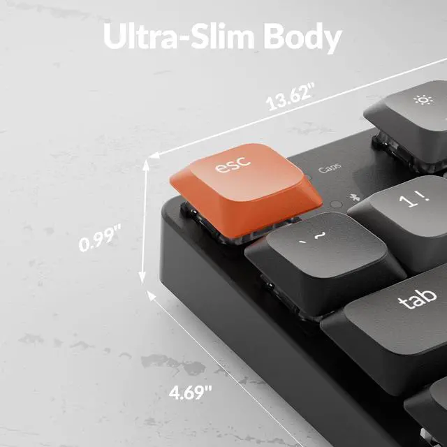 Alt view image 4 of 6 - Keychron K1 (Version 6) Low Profile Wireless Mechanical Keyboard TKL, Bluetooth 5.2/Wired QMK Programmable Keys, RGB Backlit with Hot-Swappable Low Profile Keychron Red Switch for Mac Windows Linux