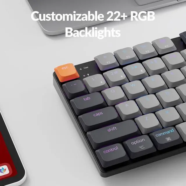 Alt view image 5 of 6 - Keychron K1 (Version 6) Low Profile Wireless Mechanical Keyboard TKL, Bluetooth 5.2/Wired QMK Programmable Keys, RGB Backlit with Hot-Swappable Low Profile Keychron Red Switch for Mac Windows Linux