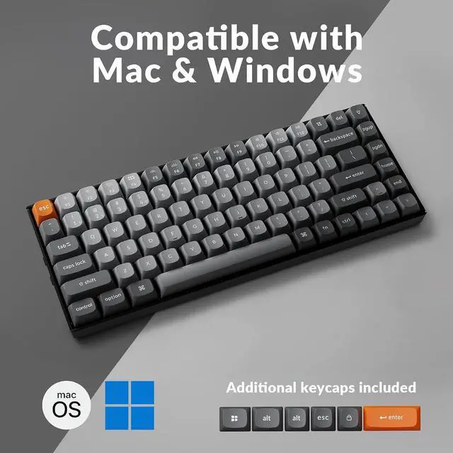Alt view image 3 of 6 - Keychron K2 Max QMK/VIA 2.4 GHz & Bluetooth Wireless Custom Mechanical Keyboard for Mac/Windows/Linux, 75% Layout Keyboard White Backlight Red Switch - Black