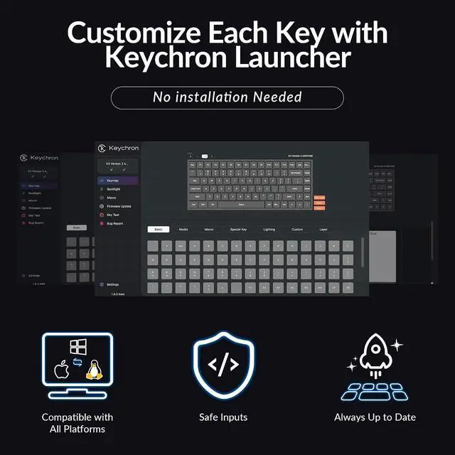 Alt view image 2 of 7 - Keychron K3 75% QMK Wireless Mechanical Keyboard, Bluetooth 5.2/Wired Connection Custom Programmable RGB, Hot-Swappable with Low Profile Red Switch for Mac Windows Linux - Version 3