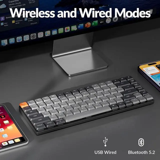 Alt view image 3 of 7 - Keychron K3 75% QMK Wireless Mechanical Keyboard, Bluetooth 5.2/Wired Connection Custom Programmable RGB, Hot-Swappable with Low Profile Red Switch for Mac Windows Linux - Version 3