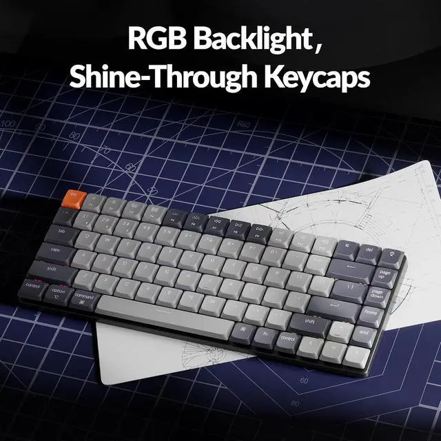 Alt view image 4 of 7 - Keychron K3 75% QMK Wireless Mechanical Keyboard, Bluetooth 5.2/Wired Connection Custom Programmable RGB, Hot-Swappable with Low Profile Red Switch for Mac Windows Linux - Version 3