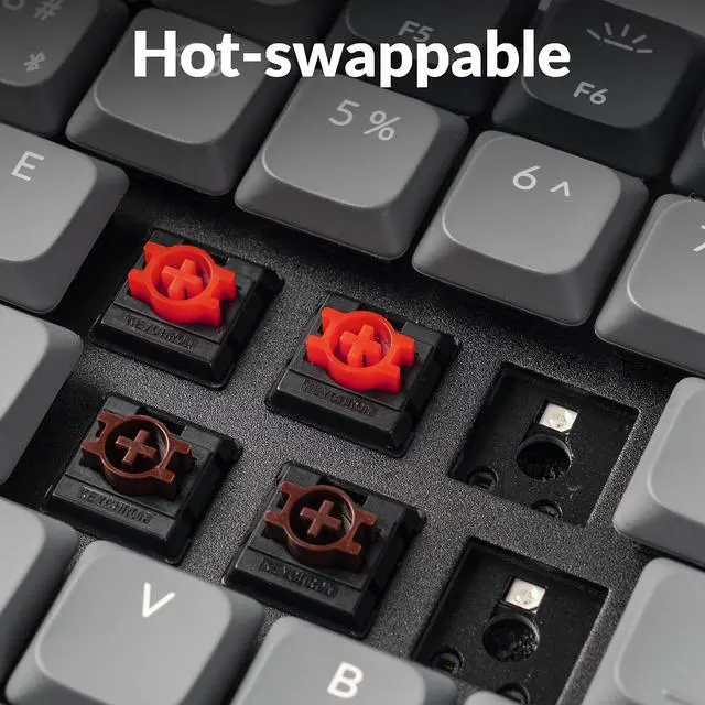 Alt view image 6 of 7 - Keychron K3 75% QMK Wireless Mechanical Keyboard, Bluetooth 5.2/Wired Connection Custom Programmable RGB, Hot-Swappable with Low Profile Red Switch for Mac Windows Linux - Version 3